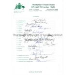 AUSTRALIA CRICKET AUTOGRAPHS 1981 Official signed ACB headed paper for the Tour to England and Sri