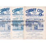 CARDIFF A collection of 79 Cardiff City home programmes 1951-1968. 1951/52 (2), 1953/54 (1), 1954/55