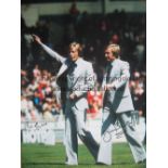AUTOGRAPHED BRIAN & JIMMY GREENHOFF 1977 Photo 16" x 12" of the brothers at Wembley in their Cup