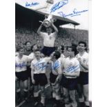 TOTTENHAM AUTOGRAPHS 1961 Photo 12" x 8" of captain Danny Blanchflower holding aloft the FA Cup as