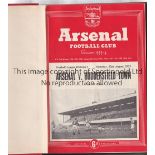 ARSENAL A hardback bound volume of home first team programmes for season 1953/4, red colour covers