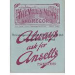 ASTON VILLA V SHEFFIELD UNITED / ARSENAL 1932 Joint issue programme for League matches at Villa 23 &