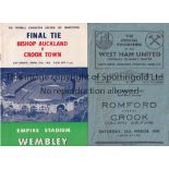 AMATEUR CUP Two programmes: Romford v Crook 48/9 Semi-Final at West Ham United heavily creased and