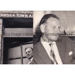 BILLY LUCAS / SWANSEA TOWN Two B/W photos of Lucas 8" X 6" with press stamp and 10" X 7" outside the