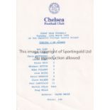 CHELSEA Single card programme for a friendly match against BK Hacken 15/3/1983 played at the