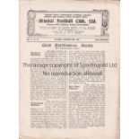 ARSENAL Programme for the home League match v. Bolton Wanderers 26/11/1921, match abandoned after 38