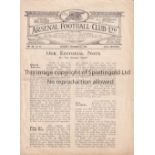 ARSENAL Programme for the home League match v. Blackburn Rovers 1/12/1923, horizontal fold and minor