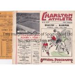 FOOTBALL PROGRAMMES Four programmes: Charlton v Blackpool 18/4/1938 small paper loss page 3/4,