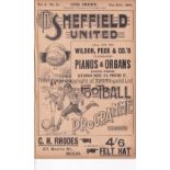 SHEFFIELD UNITED V CORINTHIANS 1898 Programme for the match at Sheffield United 27/12/1898, ex-