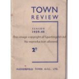 HUDDERSFIELD Official Handbook for Huddersfield Town 1939/40. Fair to generally good