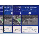 EVERTON Seven home programmes for season 1958/9 v. Red Star. Bolton, Sunderland folded and tape on