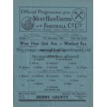 WEST HAM Single sheet Reserves home programme v Watford Reserves 17/11/1945. Very light horizontal