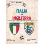 1973 ITALY V ENGLAND Friendly played 14/6/1973 at Stadio Comunale, Turin. 36-page special edition