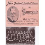 ALL BLACKS - NEW ZEALAND RUGBY A souvenir booklet, The New Zealand Football Team Visit to Wales