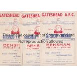 GATESHEAD AFC Five home programmes v. Rochdale, Darlington and Crewe 53/4 and v. Tranmere and