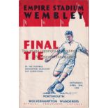 1939 FA CUP FINAL / PORTSMOUTH V WOLVES Programme with a very slight vertical crease. Generally good