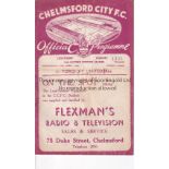 CHELMSFORD Home programme v Torquay United Reserves 19/4/1939. Southern League. First season as