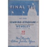 1935 FA CUP FINAL / SHEFFIELD WEDNESDAY V WEST BROMWICH ALBION Programme with a very slight vertical