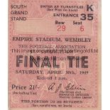 1949 FA CUP FINAL / WOLVES V LEICESTER Seat ticket for the match at Wembley 30/4/1949 with minor