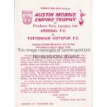 ARSENAL V TOTTENHAM HOTSPUR 1973 Programme for the Austin Morris Empire Trophy cricket match at