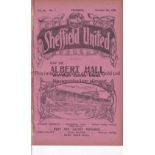 SHEFFIELD UNITED V EVERTON 1926 Programme for the League match at United 6/11/1926, ex-binder.