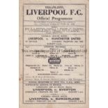 LIVERPOOL V MANCHESTER UNITED 1946 Single sheet programme 16/2/1946, horizontal creases and very