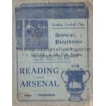 READING V ARSENAL 1935 FA CUP Programme for the Cup tie at Reading 16/2/1935, slightly creased and