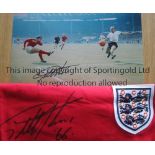 AUTOGRAPHED GEOFF HURST 1966 Replica shirt as worn in the 1966 World Cup Final, signed by the hat-