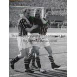 AUTOGRAPHED BERT TRAUTMANN 1956 Photo 16" x 12" of Manchester City's Dave Ewing and Bill Leivers