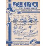 CHELSEA V EVERTON 1938 Programme for the League match at Chelsea 26/3/1938, 2 punched holes and team