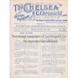 CHELSEA Programme for the home South Eastern League match v Arsenal 19/12/1908, ex-binder. Generally