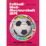 1974 FIFA WORLD CUP Brazil v East Germany (DDR) played 26/6/1974 in Hannover. Official red cover