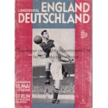 GERMANY V ENGLAND 1930 Programme for the International played in Berlin 10/3/1930. Year written on