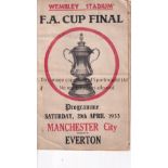 1933 FA CUP FINAL / EVERTON V MANCHESTER CITY Pirate programme, 4 card pages with FA Cup trophy