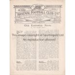 ARSENAL Programme for the home League match v. Aston Villa 18/10/1924, horizontal crease.