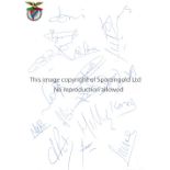 AUTOGRAPHS A collection of 4 A4 hand signed autograph sheets of European club teams. Barcelona