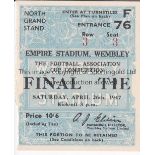 1947 FA CUP FINAL / CHARLTON V BURNLEY Seat ticket for the match at Wembley 26/4/1947 with minor