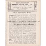 ARSENAL Programme for the home League match v. Burnley 19/3/1921, ex-binder. Generally good