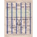 LIVERPOOL / ARSENAL Programme Liverpool v Arsenal 12/11/1938. Tape at spine. Team changes. Fair