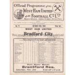 WEST HAM UNITED Programme for the home League match v Bradford City 26/10/1935, ex-binder. Generally