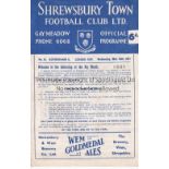 SHREWSBURY Home programme v Rotherham United League Cup Semi Final 29/3/1961 . 1st season League