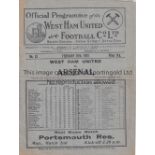 WEST HAM UNITED V ARSENAL 1931 Programme for the League match at West Ham 28/2/1931, horizontal