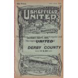 SHEFFIELD UNITED RESERVES V LIVERPOOL RESERVES 1926 Programme for the Central League match at United