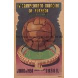 1950 FIFA WORLD CUP BRAZIL ''Final Round'' single card fixture programme produced for the ''Final