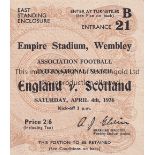 ENGLAND V SCOTLAND 1936 Ticket for the match at Wembley 4/4/1936. Generally good
