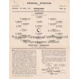 NEUTRAL AT ARSENAL FC 1953 Single sheet programme for London v Western Germany Schoolboys match 11/