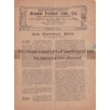 ARSENAL Programme for the home League match v. Bradford Park Ave. 1/5/1920, folded, small tape