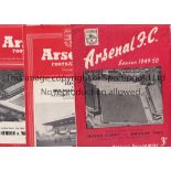 ARSENAL Five programmes for London Senior Cup Finals played at Highbury, Dulwich v Hounslow 49/50,