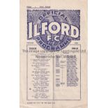 ISTHMIAN LEAGUE 1948 Programme for the Representative Match at Ilford FC 21/8/1948, Isthmian