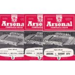 ARSENAL Complete set of 17 home Football Combination programmes for season 1961/2. Most are very